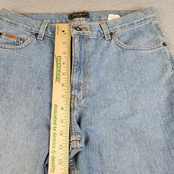 Eddie Bauer Capri Jeans Womens 10P Denim Curvy High Rise Straight Wide Leg Blue - Picture 5 of 13